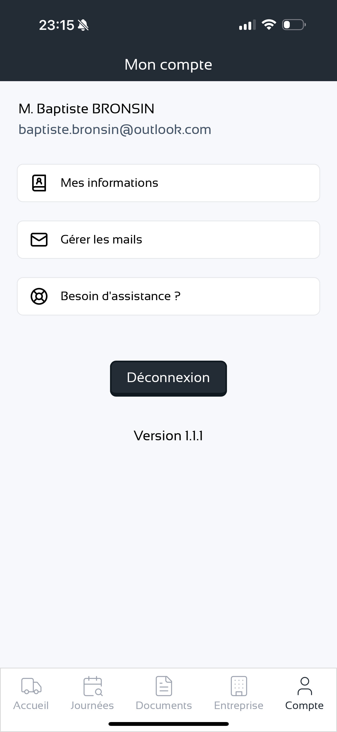 Plannify account dashboard